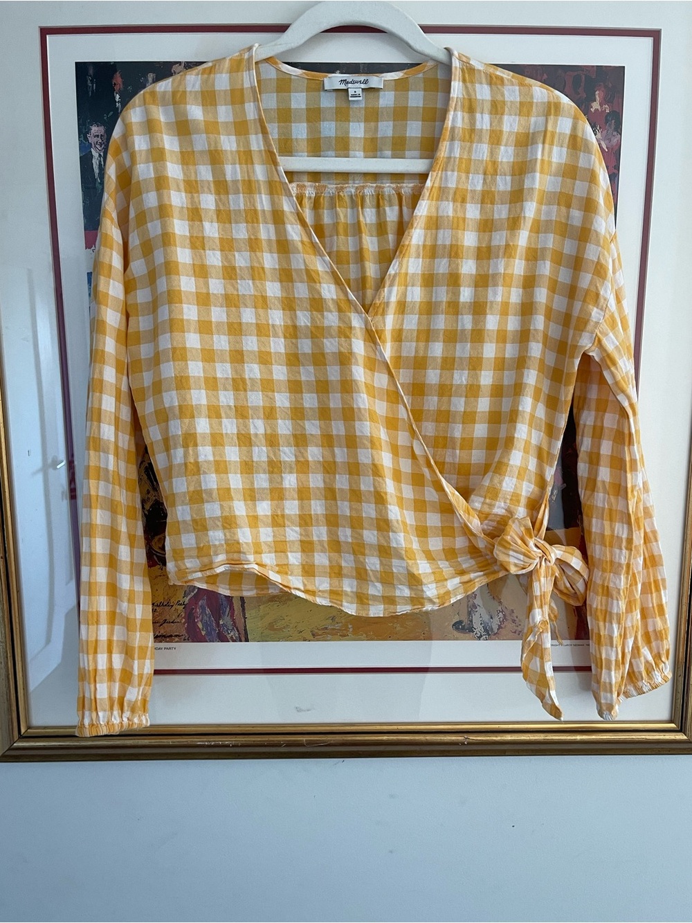 Madewell Long-Sleeve wrap top in yellow gingham 💛